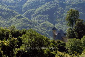 Picturesque Theth church from a distance